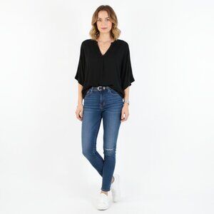 *Terrera Black V Neck Blouse